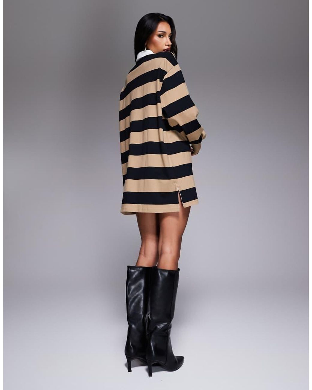 GOOD AMERICAN Black Jersey Polo Mini Dress