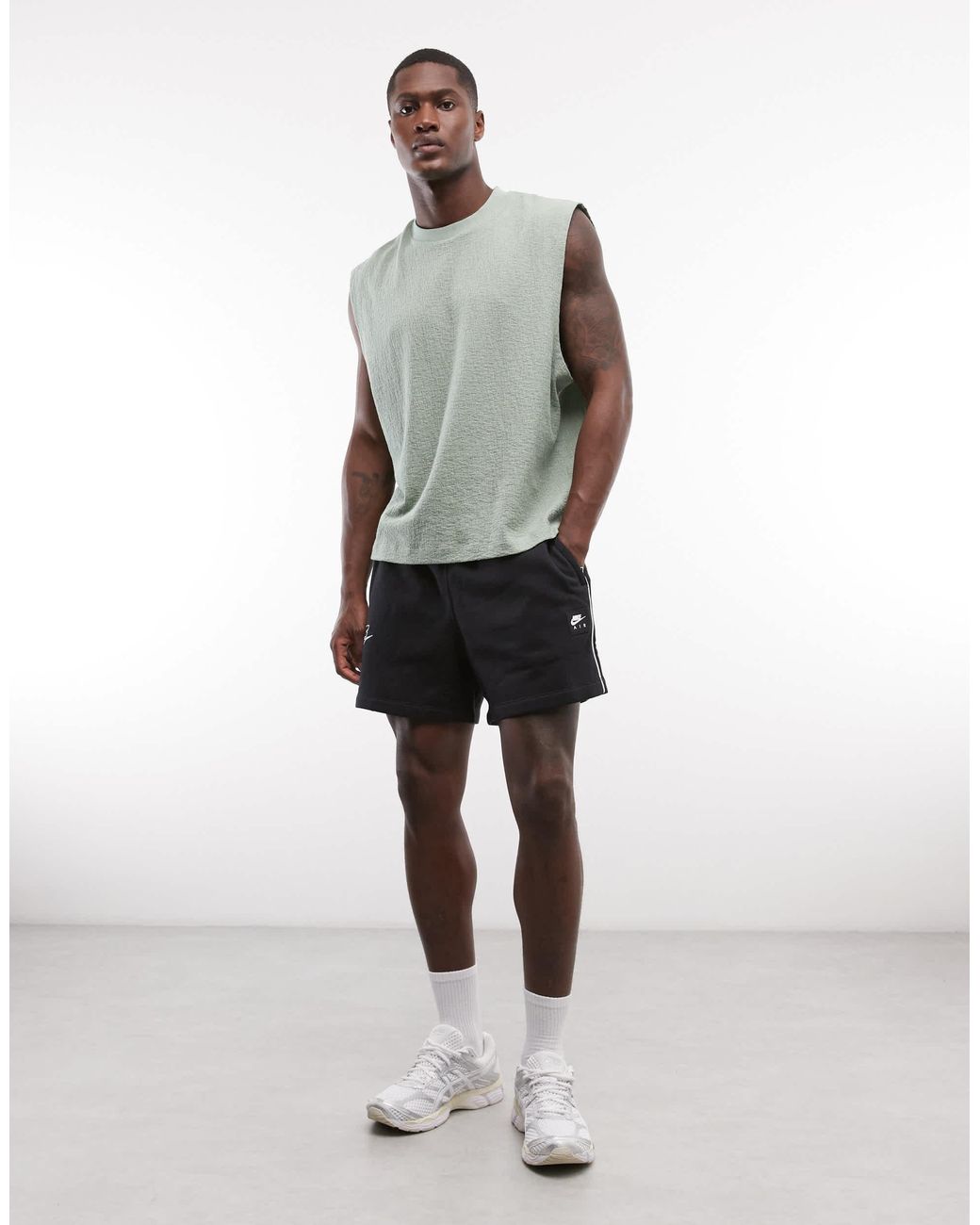 ASOS Gray Boxy Oversized Tank With Jacquard Texture for men