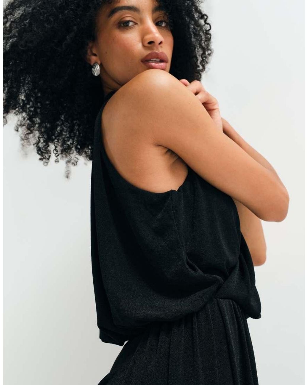ASOS Black Asos Adaptive Drape Wrap Slinky Jersey Dress