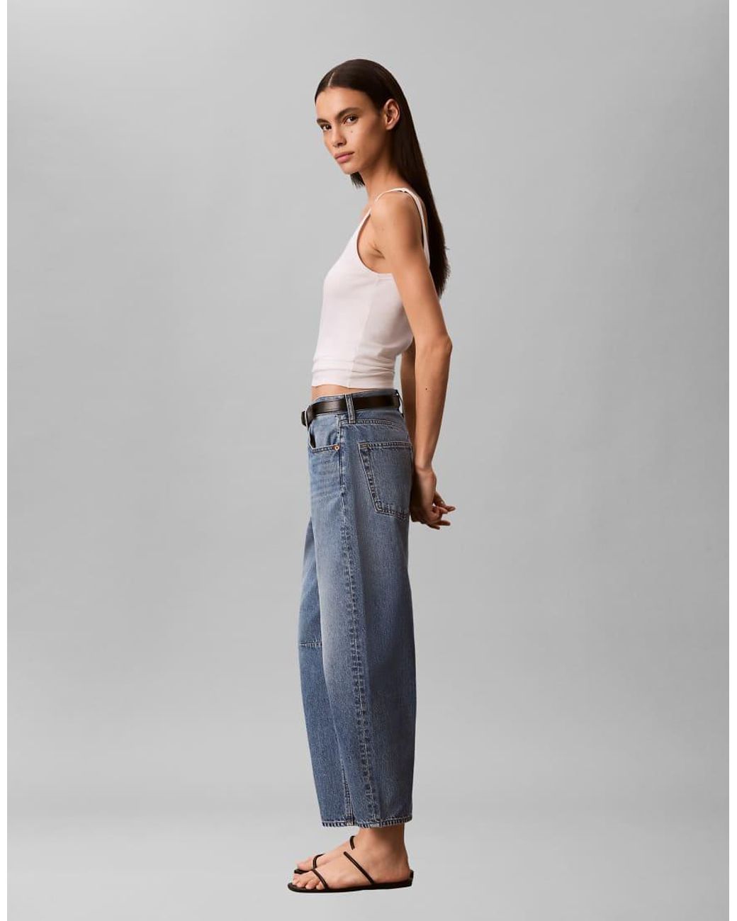 Calvin Klein Blue Cropped Barrel Jeans