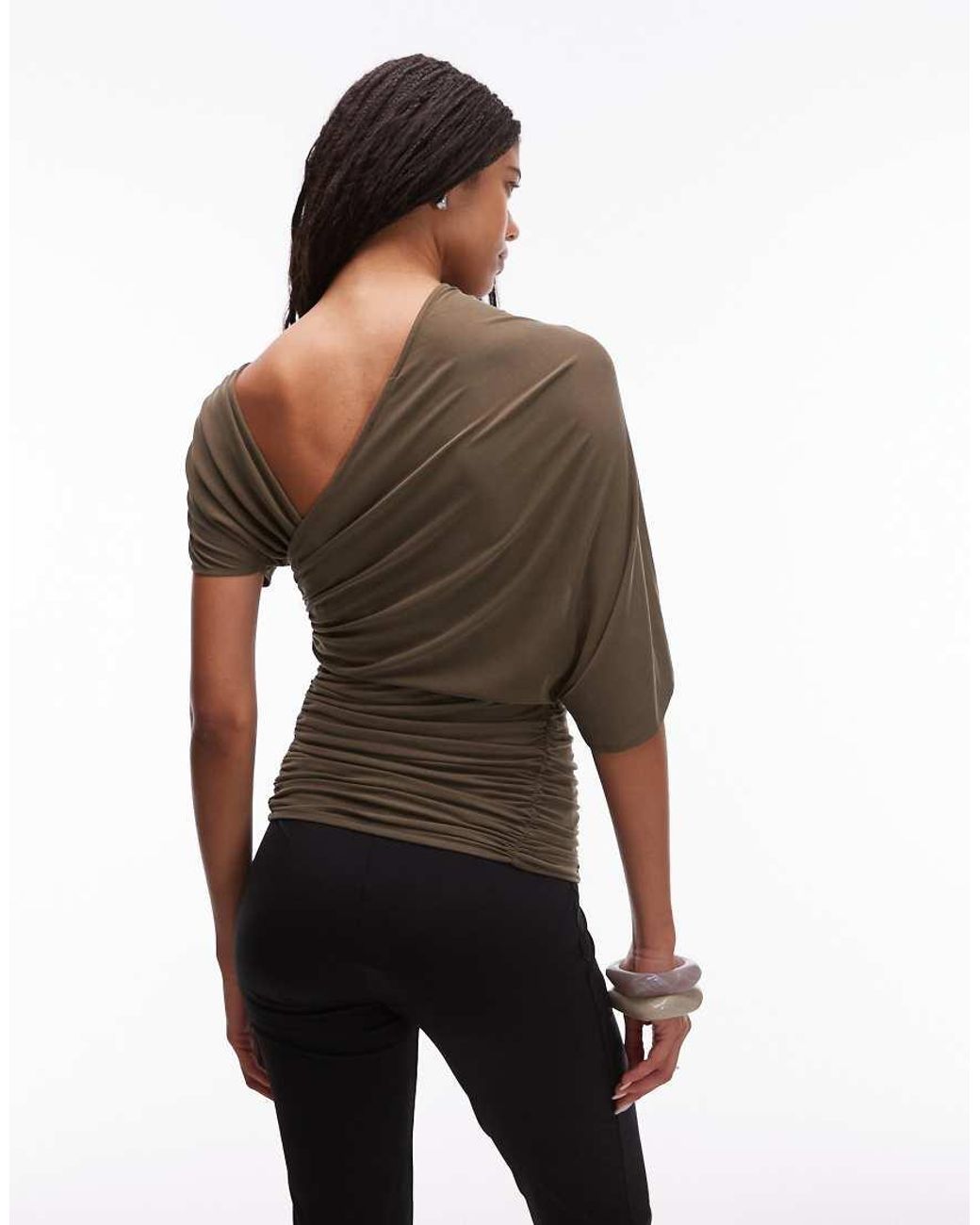 laagam Brown Aeris Draped Top