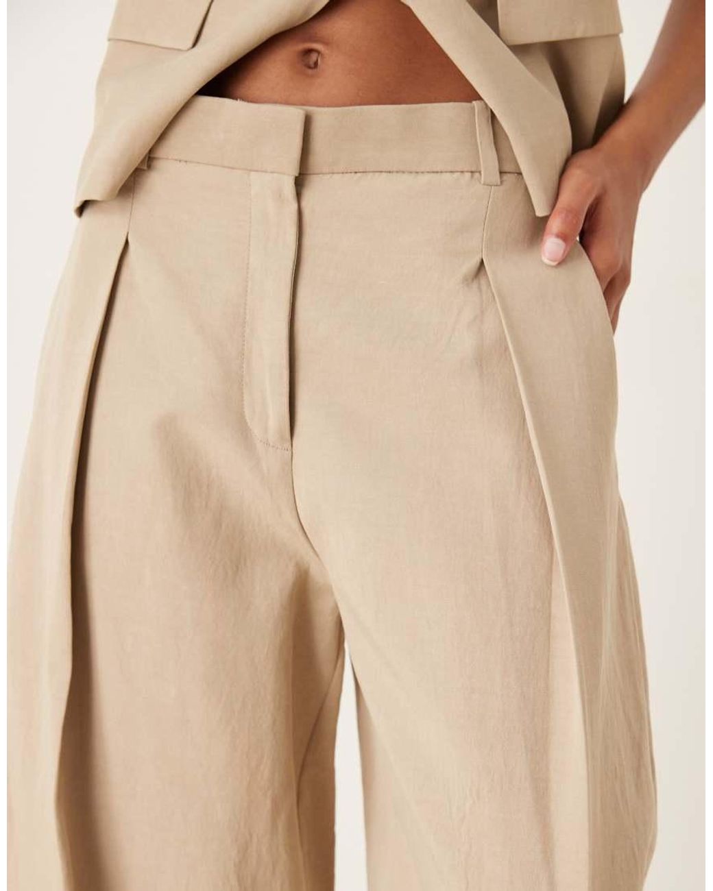 Mango White Cotton Mix Co-ord Barrel Leg Trouser