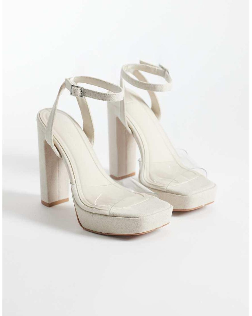 ASOS White Naples Platform Barely There Block Heeled Sandals