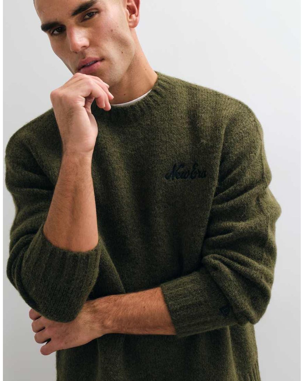 KTZ Green Simple Script Logo Knitted Crewneck Jumper for men