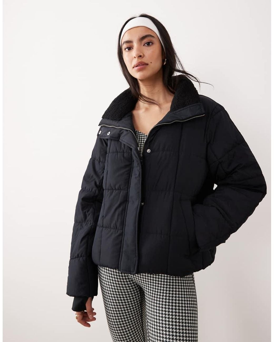Abercrombie & Fitch Black Ypb Cropped High Neck Puffer Jacket