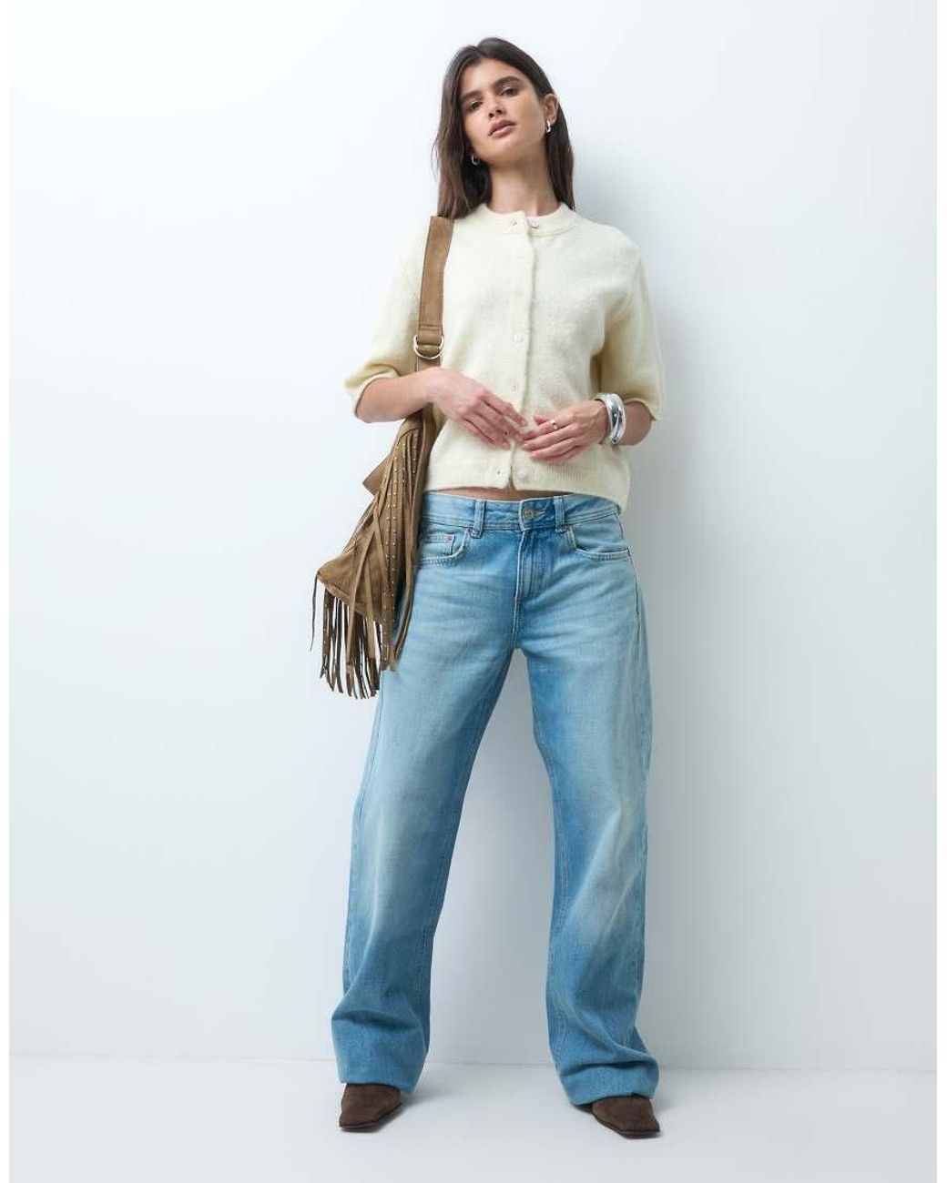 ASOS Natural Lightweight Relaxed Short Sleeve Cardigan