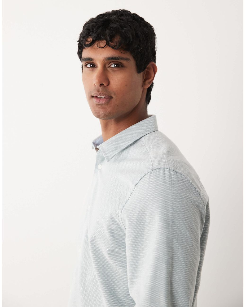 ASOS – elegantes, strukturiertes regular-fit-hemd in Gray für Herren