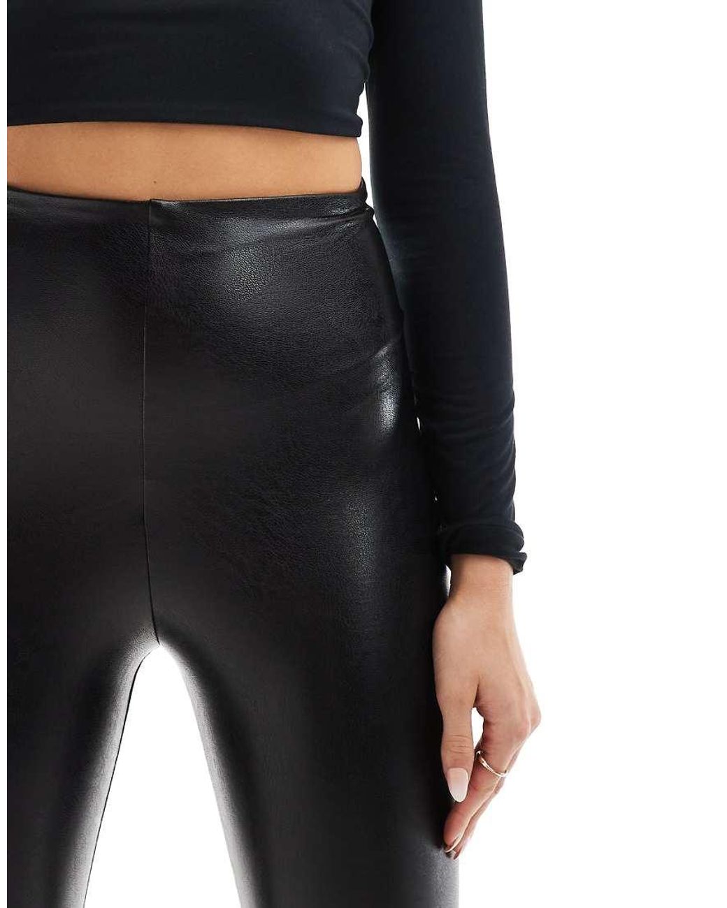 Commando Black 7/8 Faux Leather Leggings With Smoothing Waist