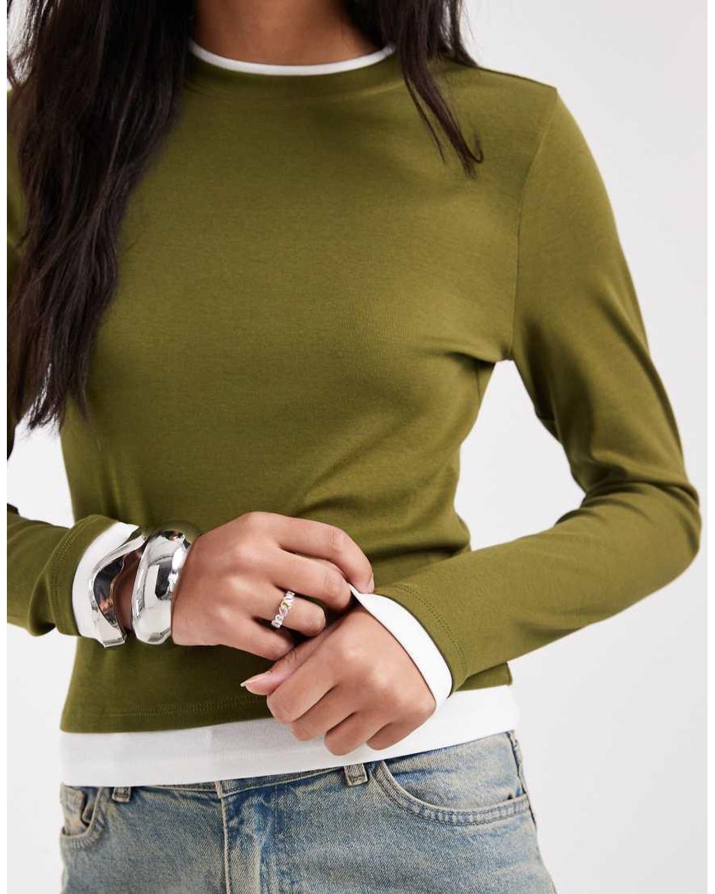 Vero Moda Green Double Layer Long Sleeve T-shirt