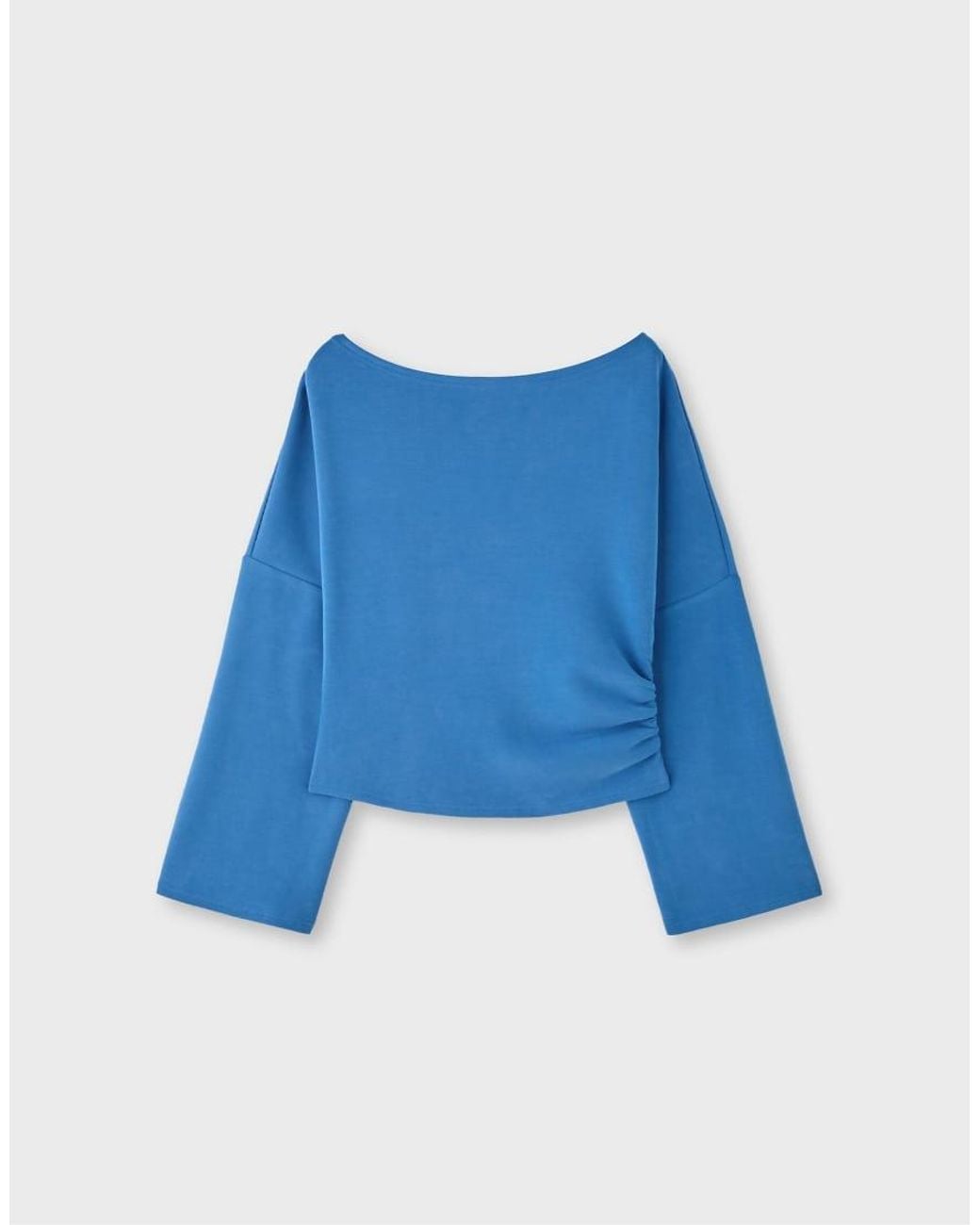 Stradivarius Blue Asymmetric Cropped Sweatshirt