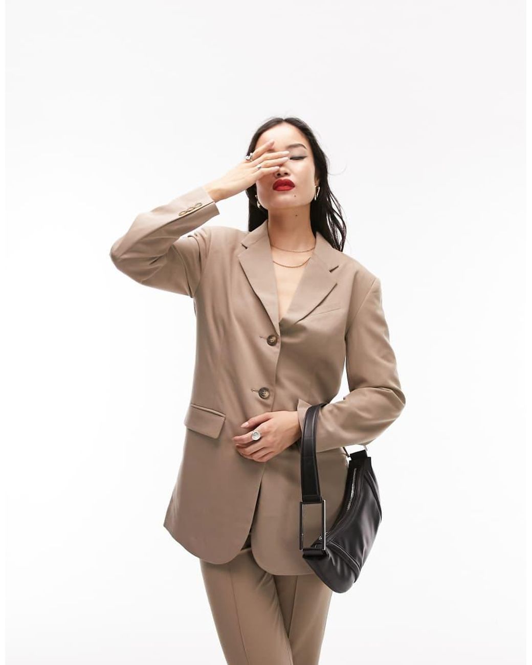 TOPSHOP Brown Belted Blazer