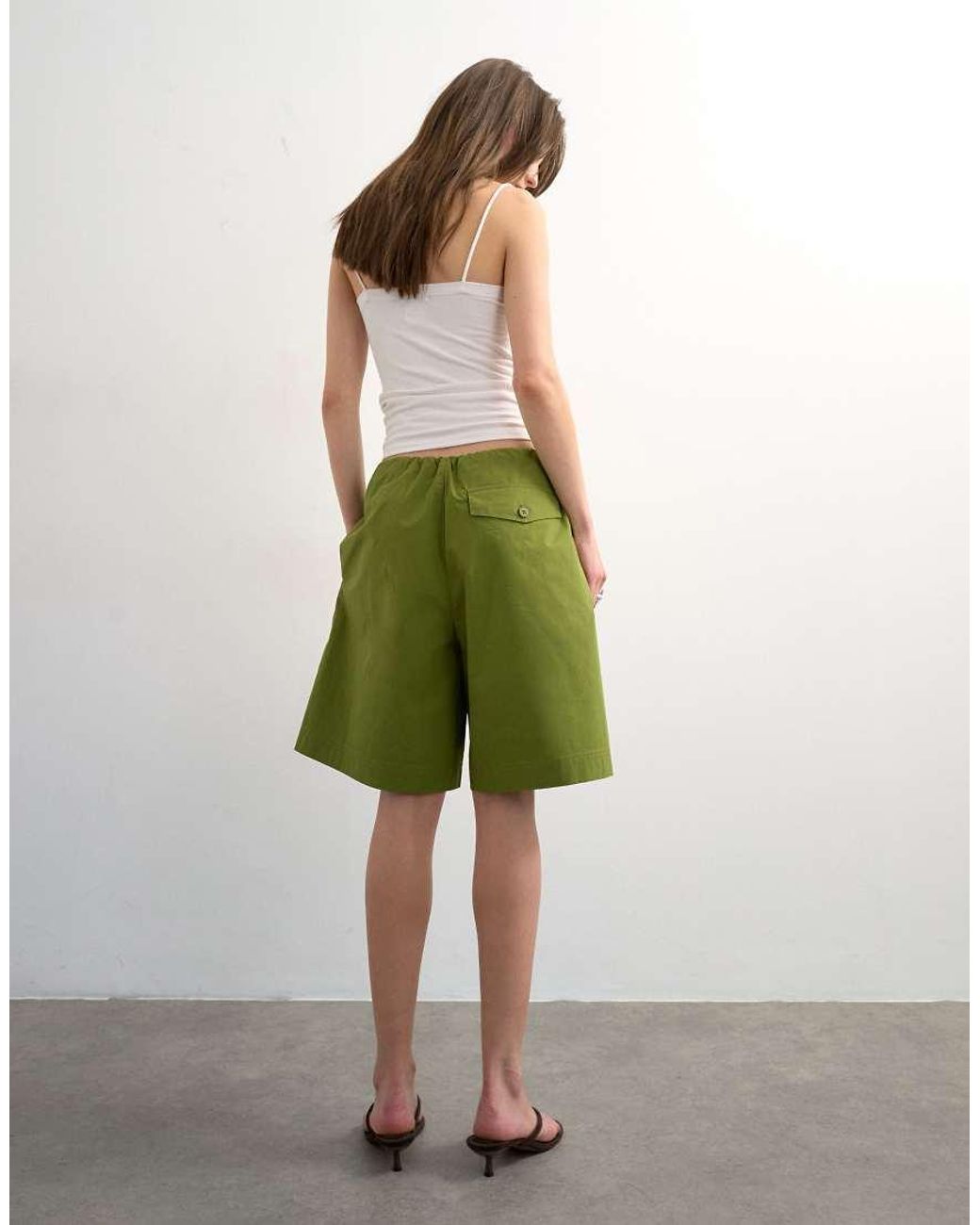 TOPSHOP White Longline Cargo Short With Bungee Cords