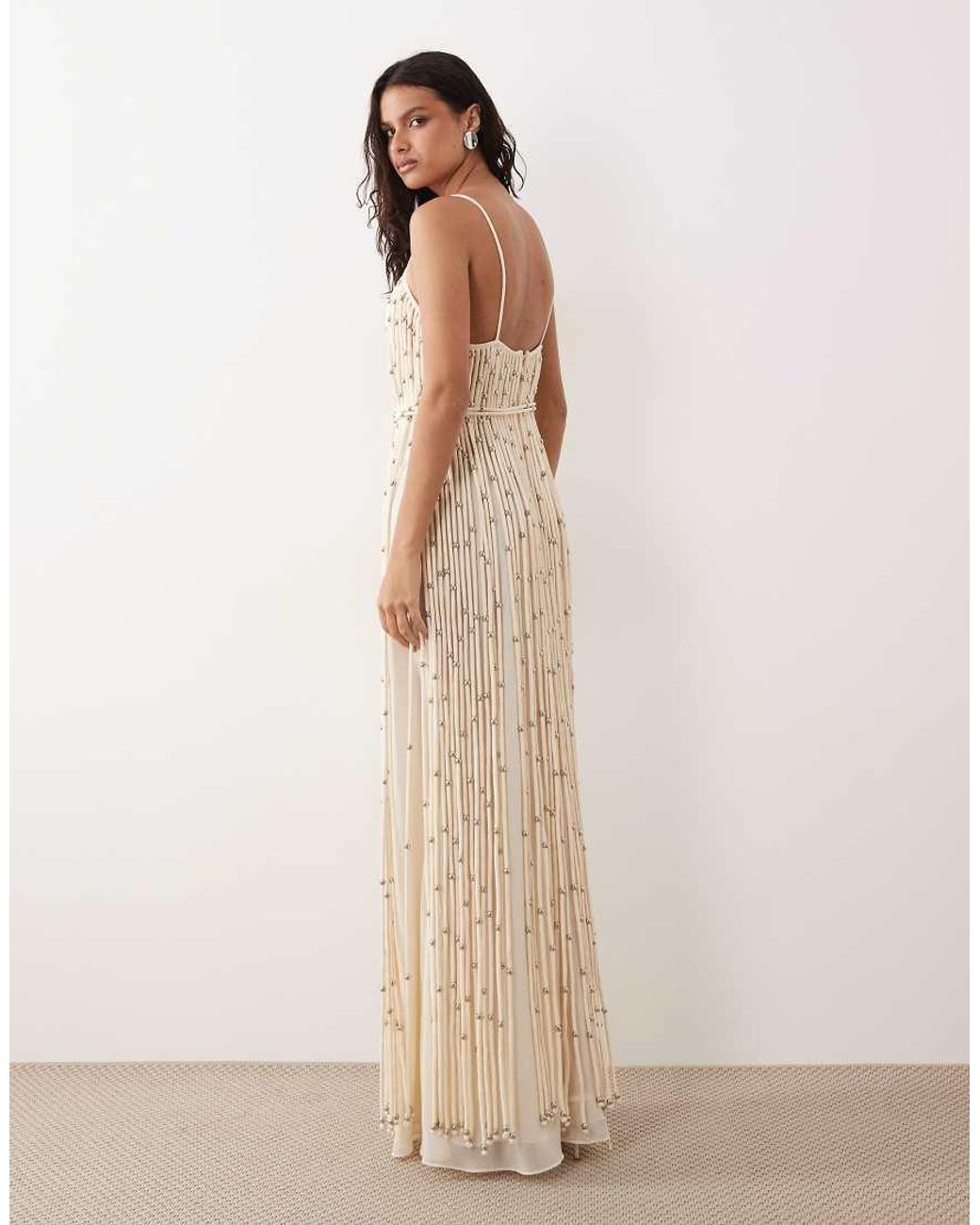 Mango Natural Premium Beaded Tassle Maxi Dress