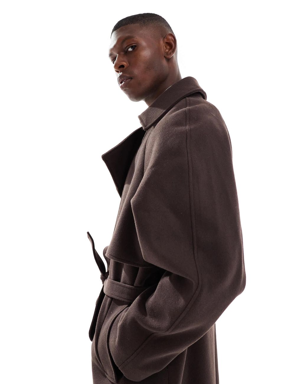 ASOS Brown Wool Look Oversized Overcoat for men
