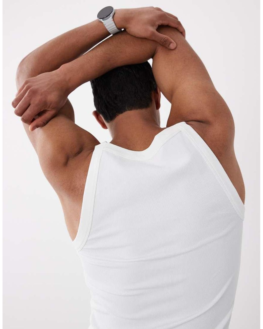 4505 White Seamless Ribbed Square Neck Muscle Vest for men