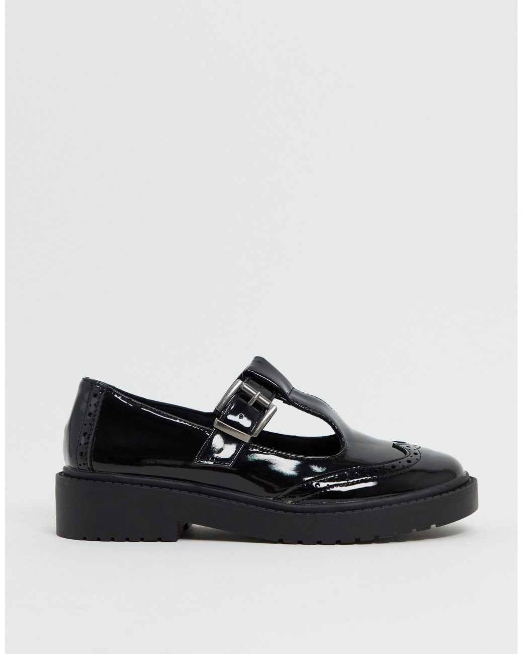 ASOS Maisie Chunky Mary Jane Flat Shoes in Black | Lyst