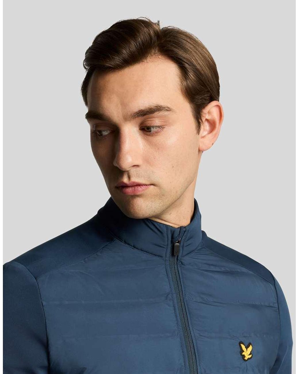 Lyle & Scott Blue Light Jackets Hybrid Quilted Full Zip Golf Jacket for men