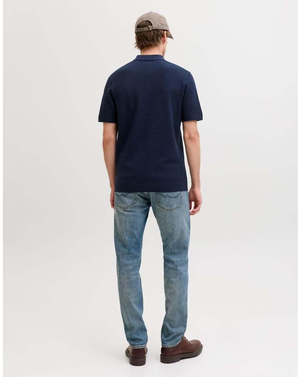 Jack & Jones Gebreide Polo in het Blue voor heren