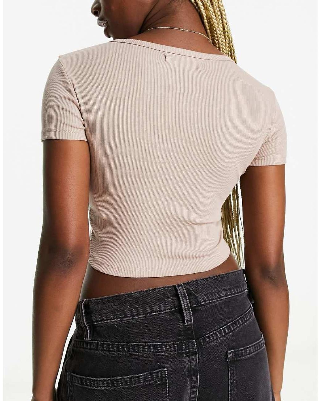 Pull&Bear Set Van 2 Geribbelde Baby Tee's in het Black