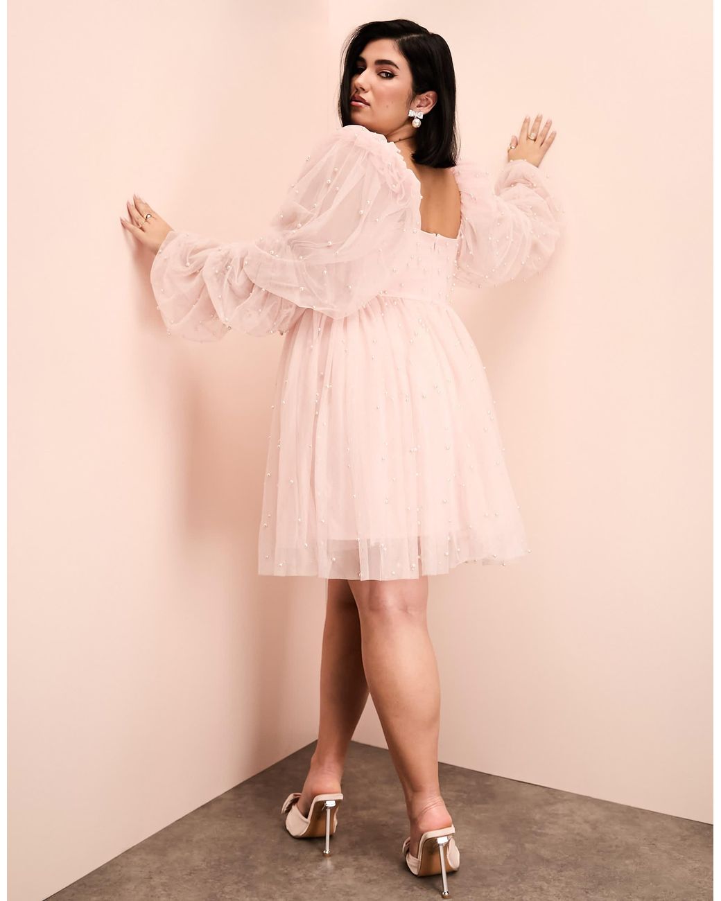 Curve robe babydoll en tulle ornee ASOS en coloris Rose Lyst