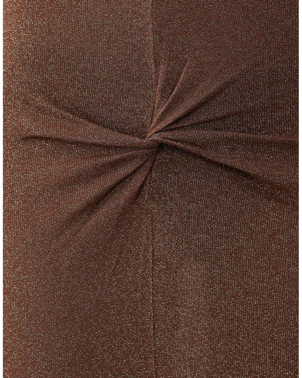 Miss Selfridge Natural Glitter Knit Twist Detail Maxi Skirt