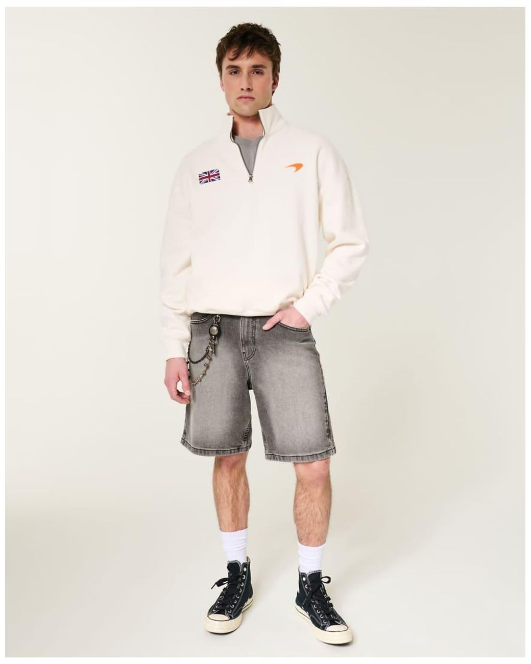 Hollister Natural Boxy Quarter-Zip Mclaren Sweatshirt for men