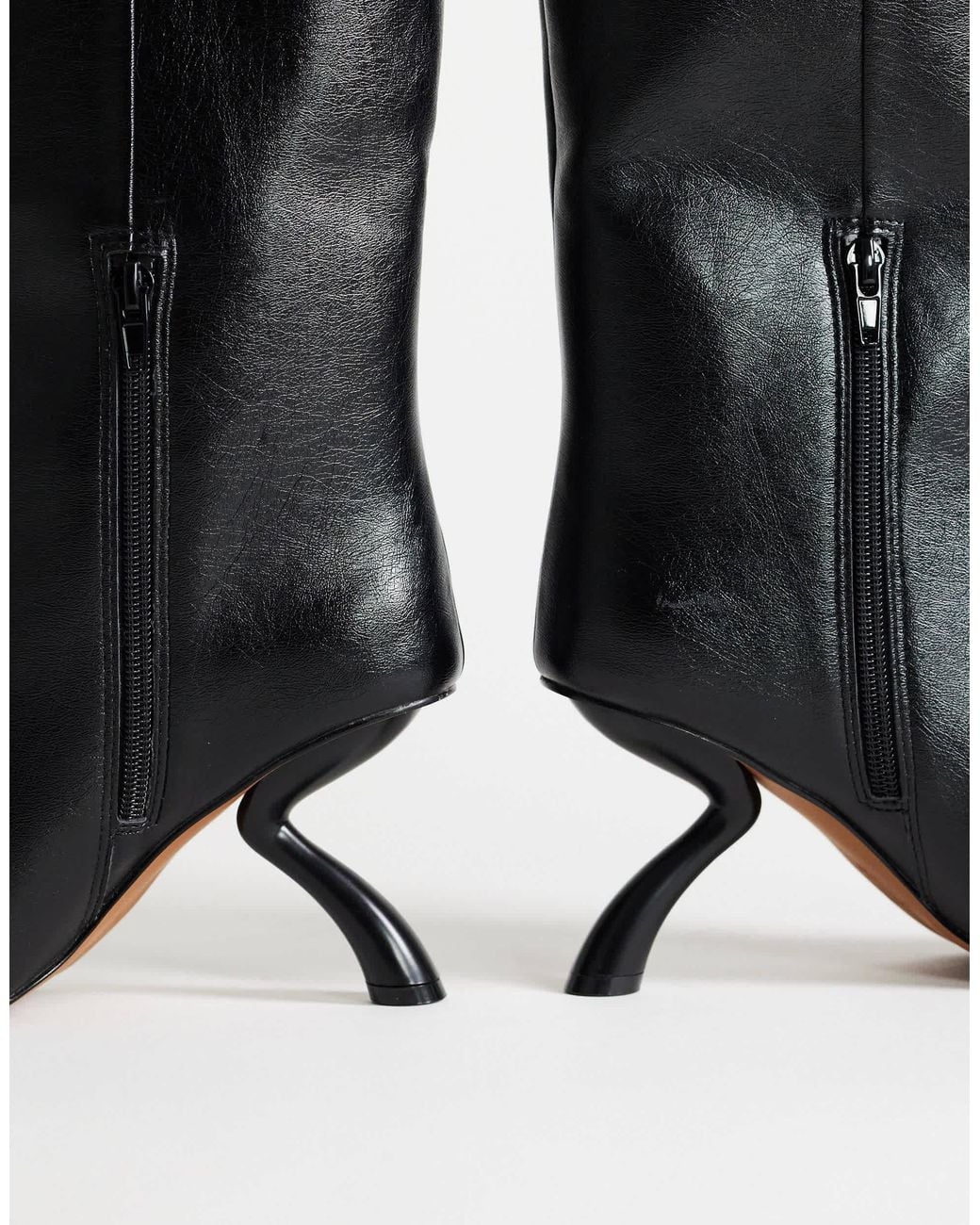 TOPSHOP Black Trinity Angular Heel Knee High Boot
