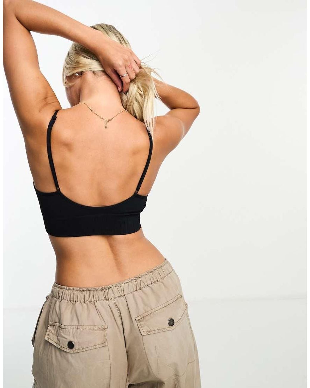 Lindex Black Seamless Rib Cami Bralette