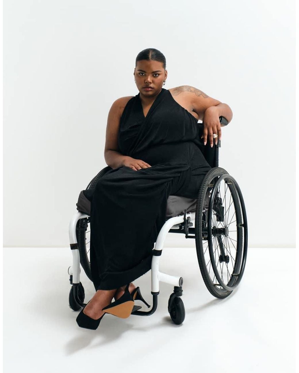 ASOS Black Asos Adaptive Curve Drape Wrap Slinky Jersey Dress