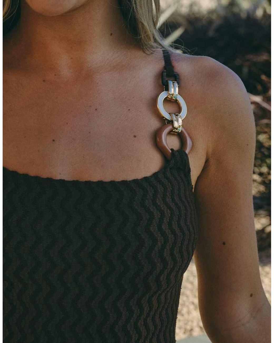 South Beach Green X Liv Silverman Crinkle Swimsuit With Bead Detail