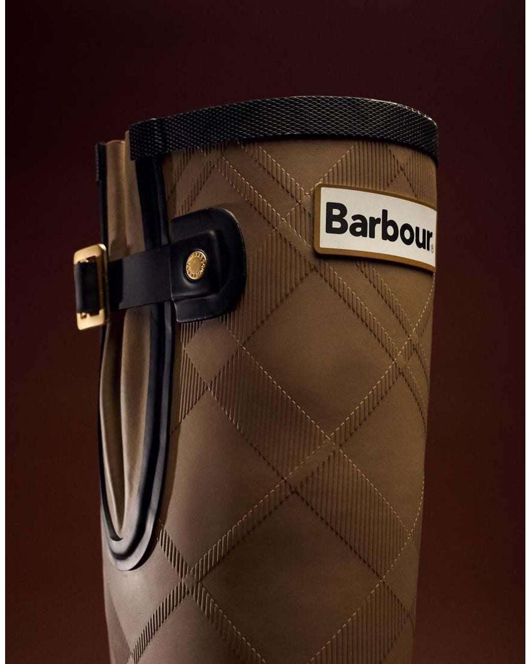 Barbour Brown Leigton Tartan Tall Welly Boot