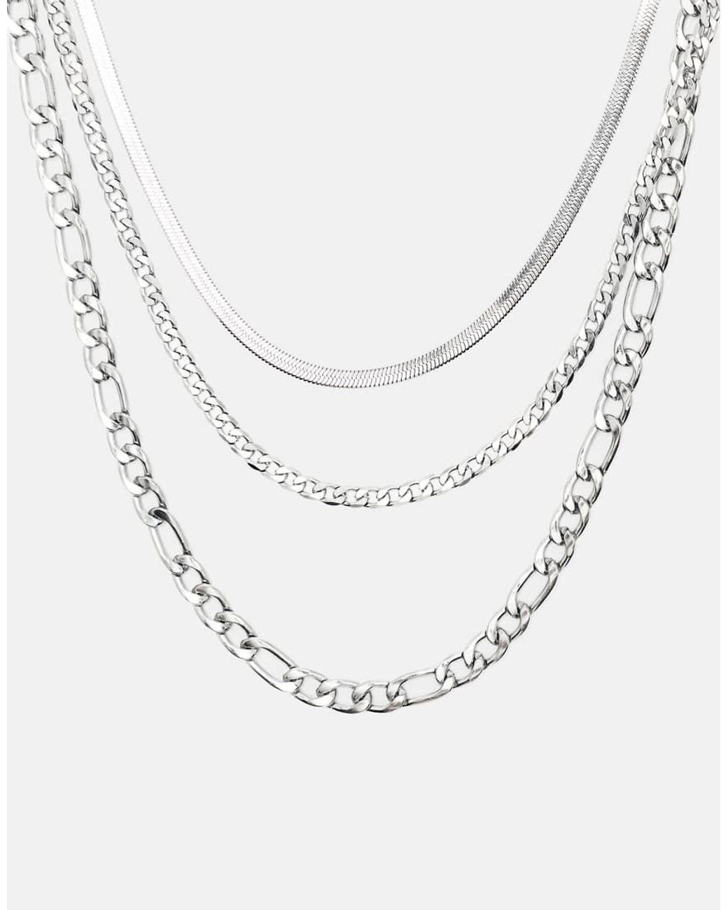 Pull&Bear White 3-pack Of Chain Necklaces for men