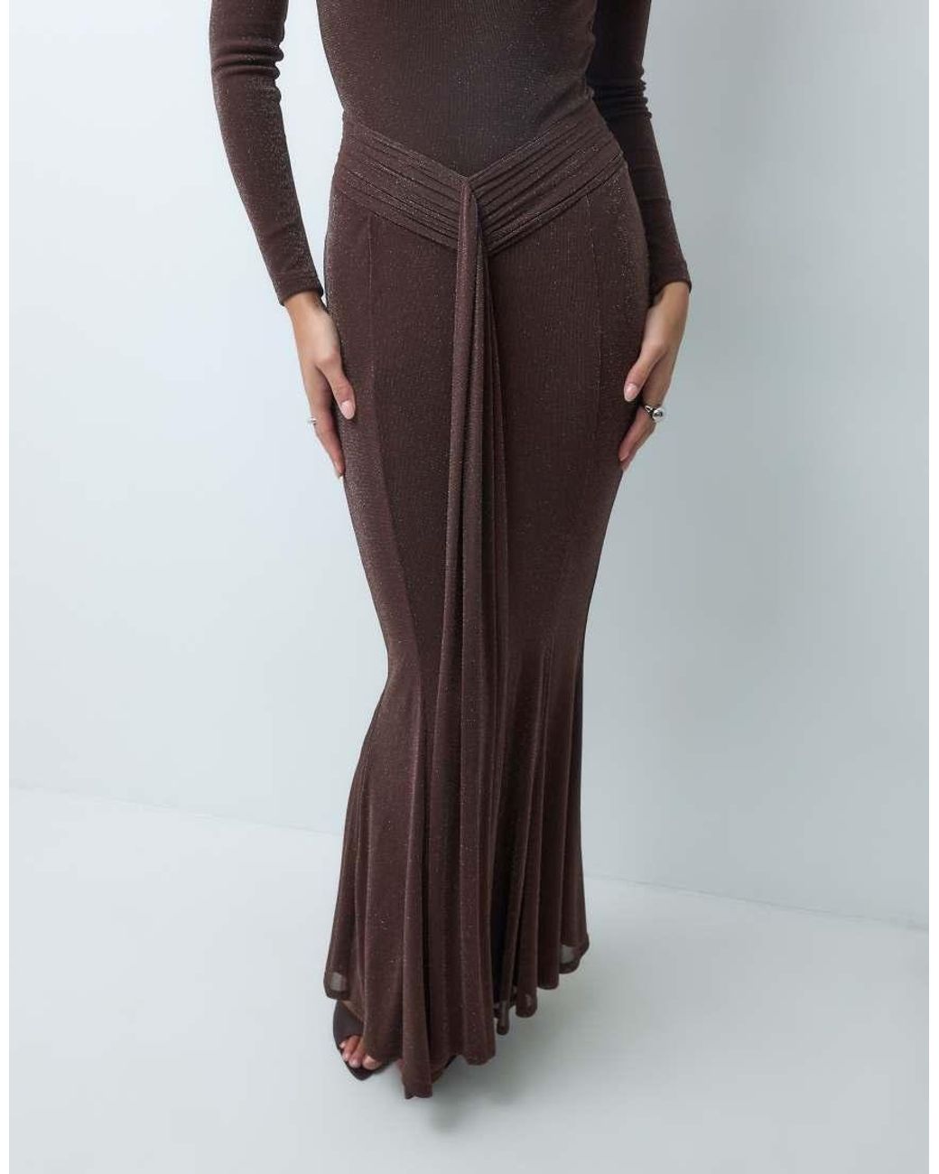Wanderdoll Multicolor Wanderoll Nora Sculpted Drape Front Detail Maxi Skirt Co-ord