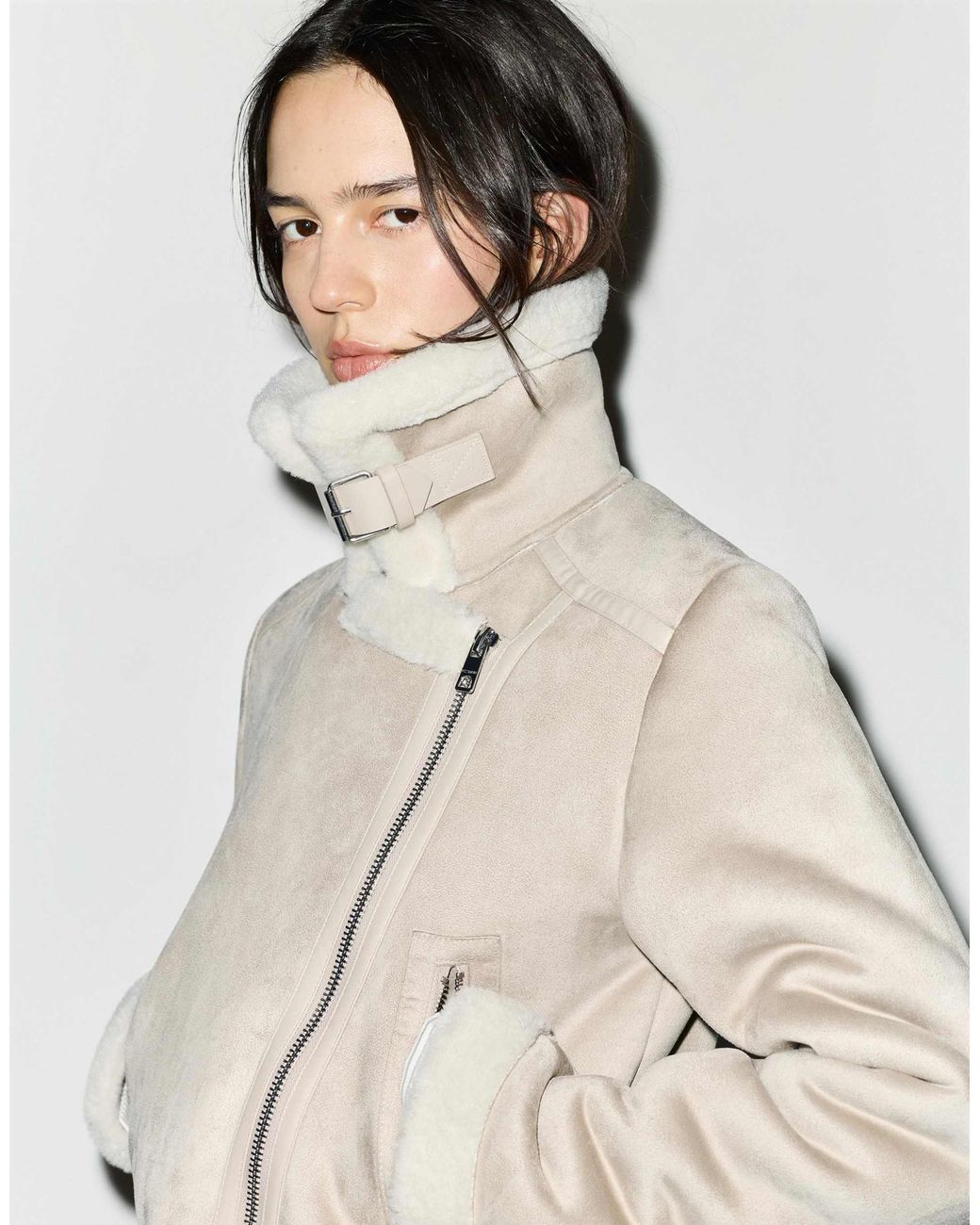 Pull&Bear White – kurze, doppelseitige jacke