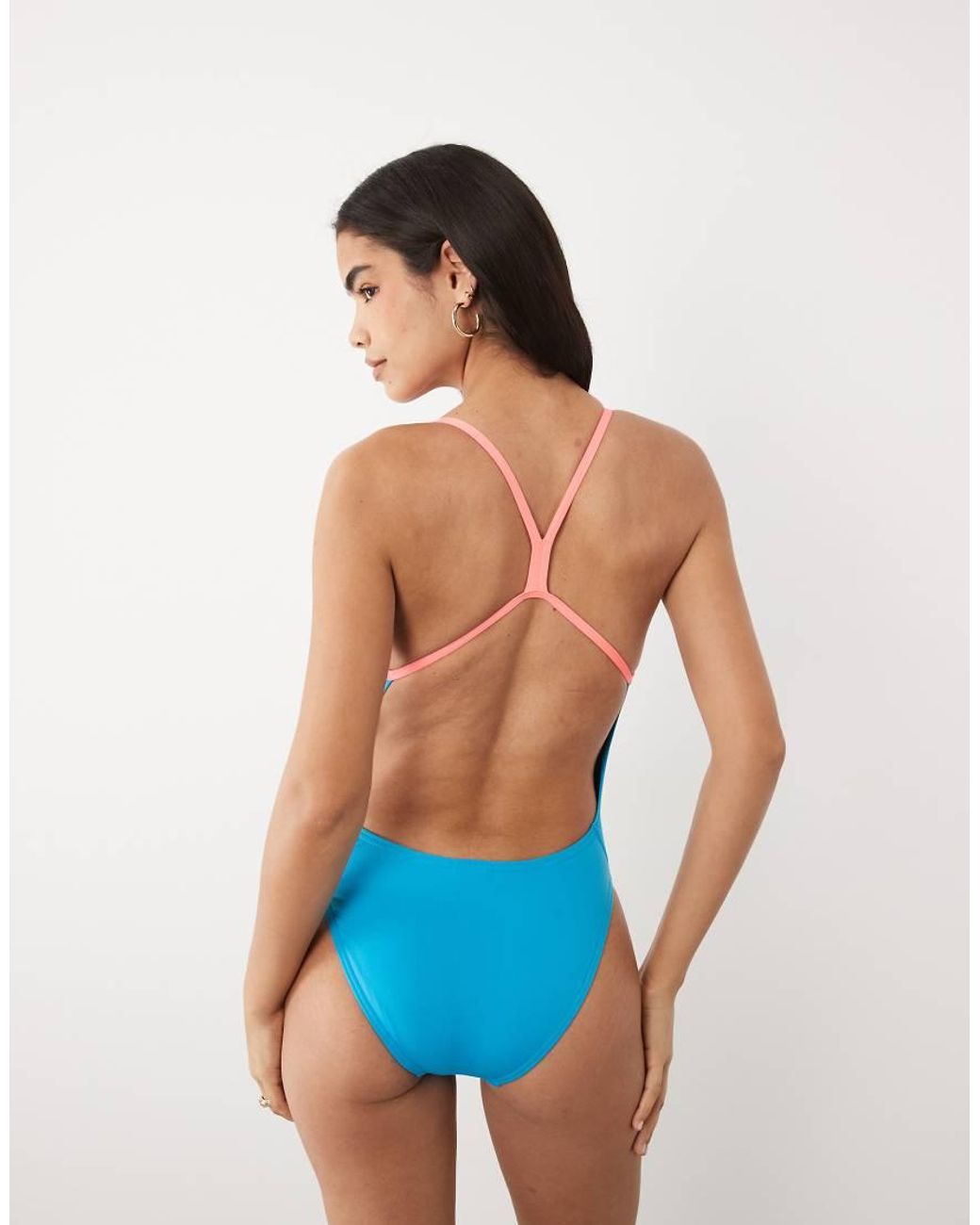 Speedo Blue Solid V-Back 2.0 Swimsuit