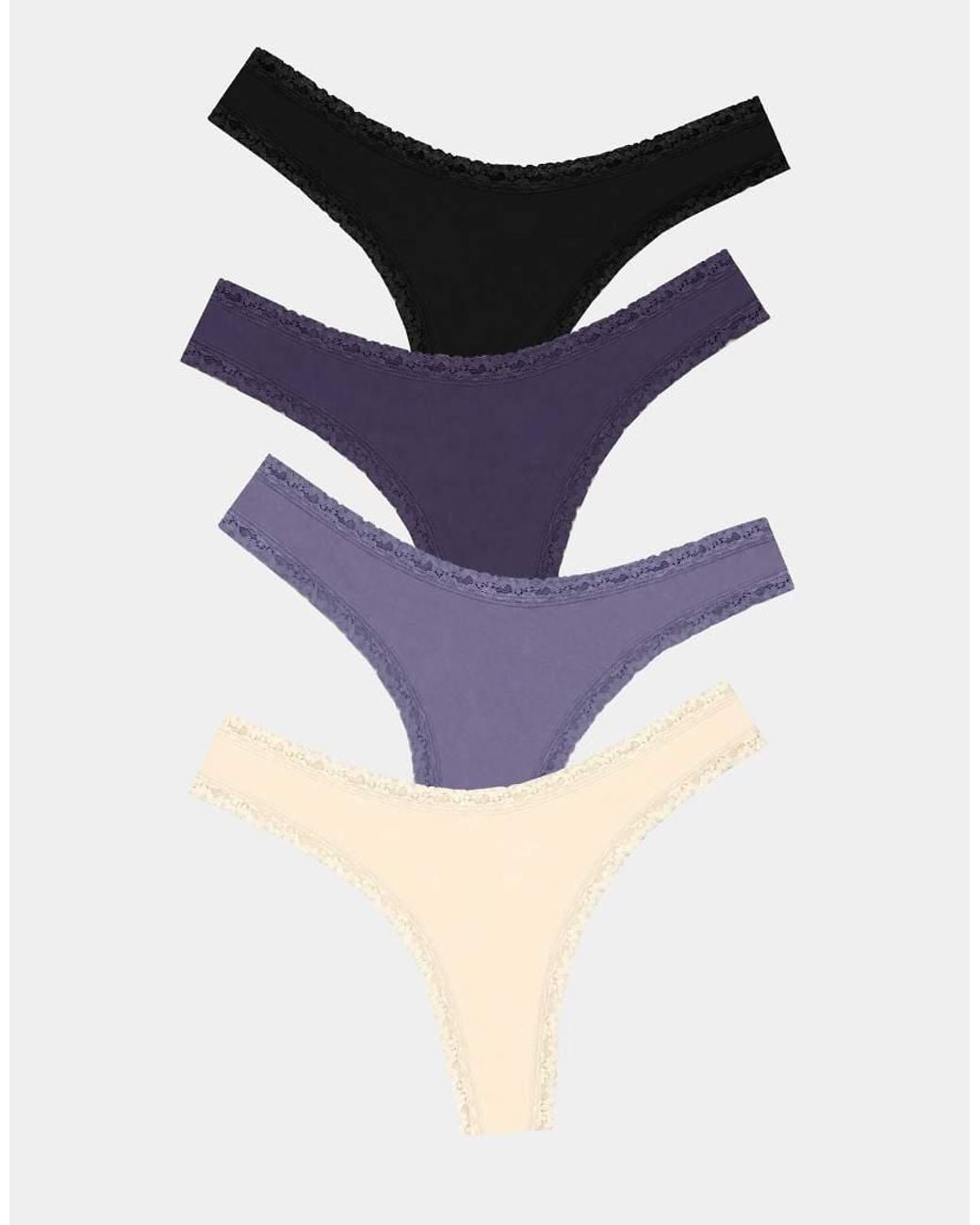 Stripe & Stare Purple Thong Four Pack