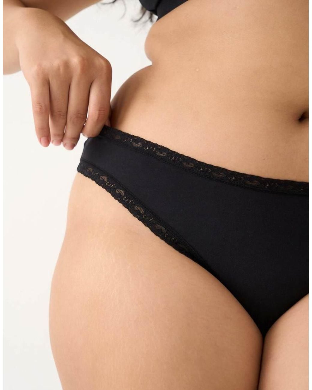 Stripe & Stare Black Thong Four Pack