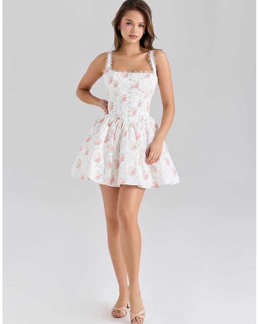 House Of Cb White Sade Stretch Cotton Mini Dress