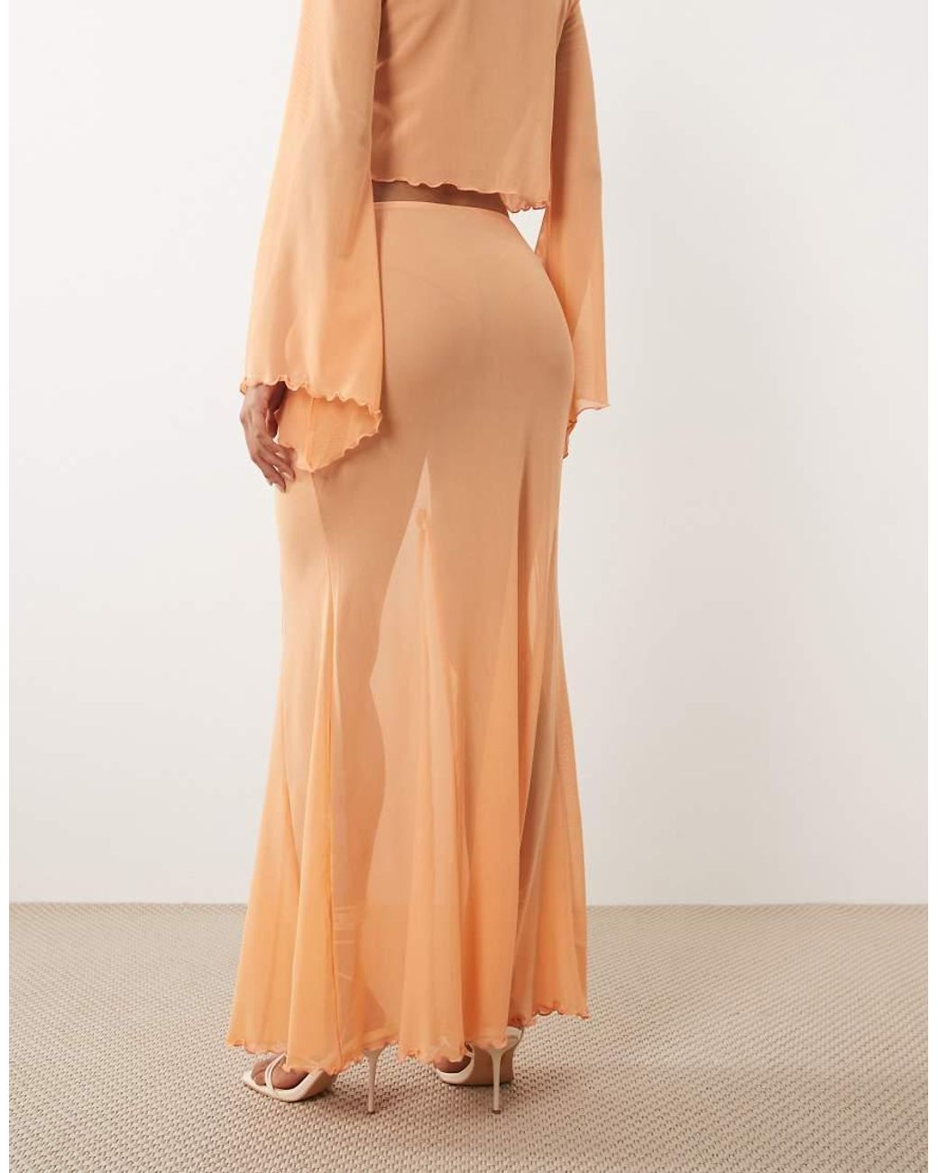 ASOS Natural Co-Ord Mesh Maxi Skirt