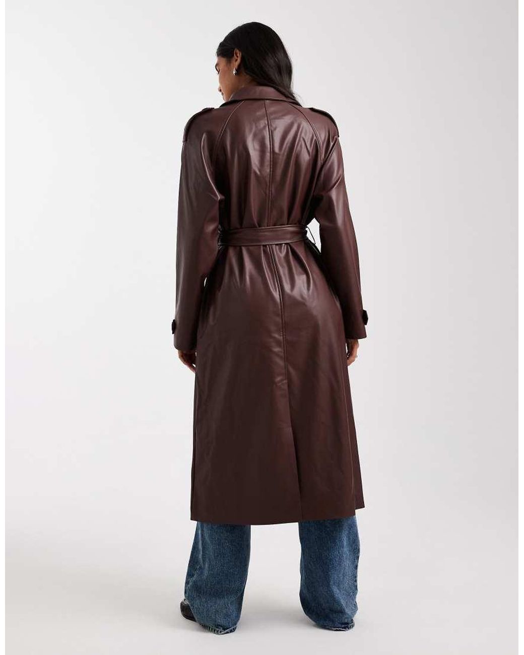 ONLY Multicolor Faux Leather Maxi Trench Coat