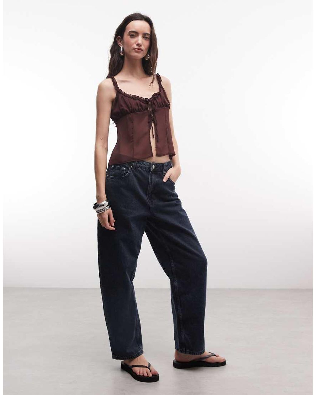 Reclaimed Vintage Brown Crinkle Chiffon Blouse