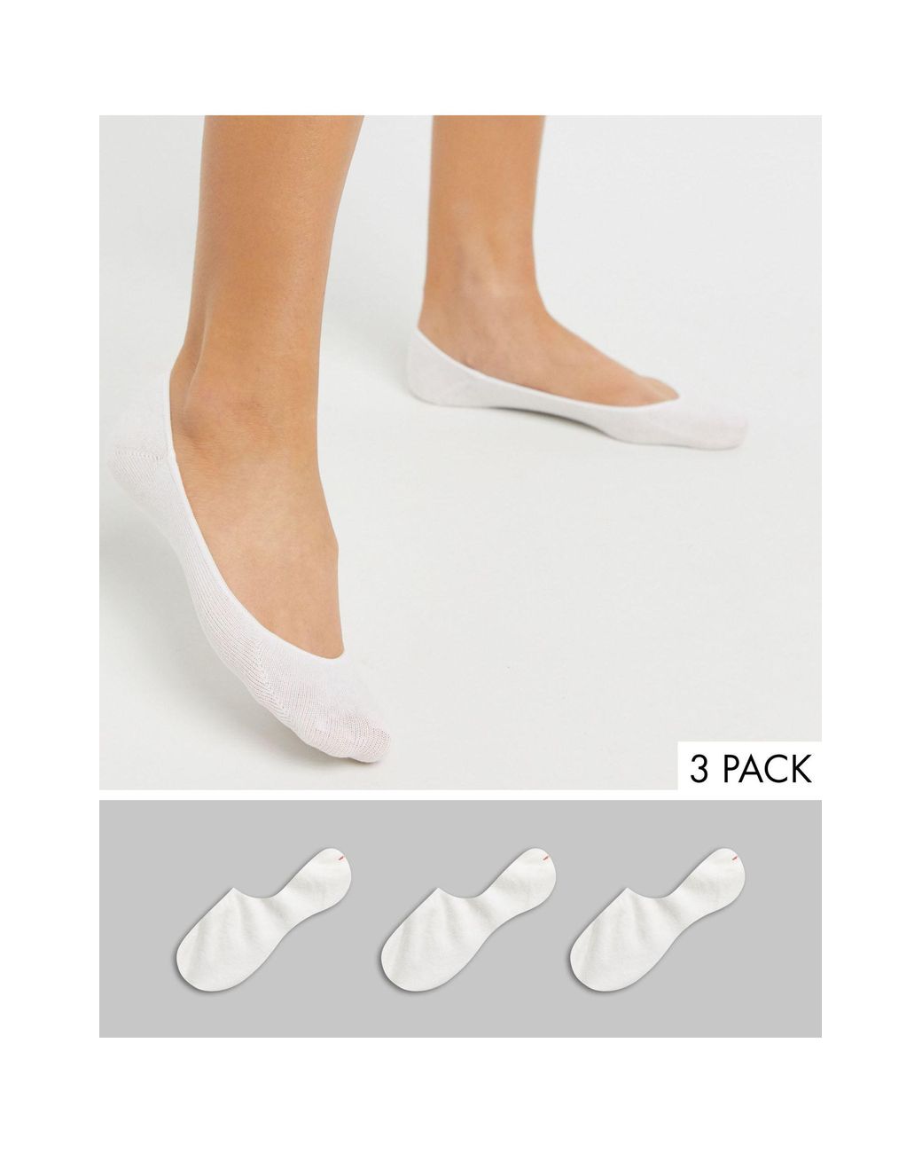 Monki Cotton 3 Pack Invisible Footsie Socks in White - Lyst