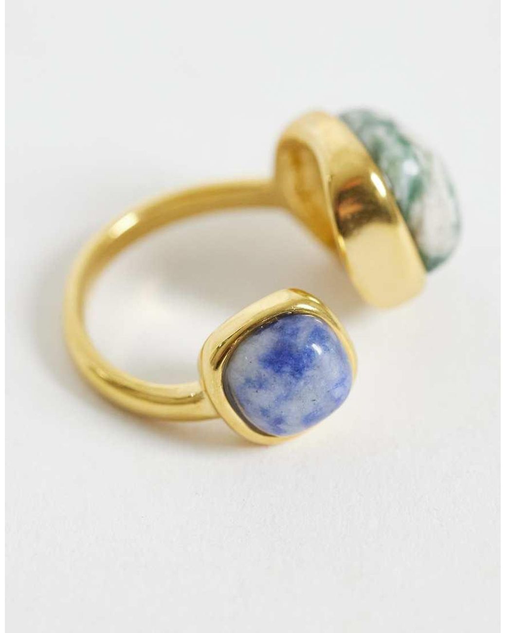 ASOS Metallic Stainless Steel Wrap-around Ring With Semi-precious Stones