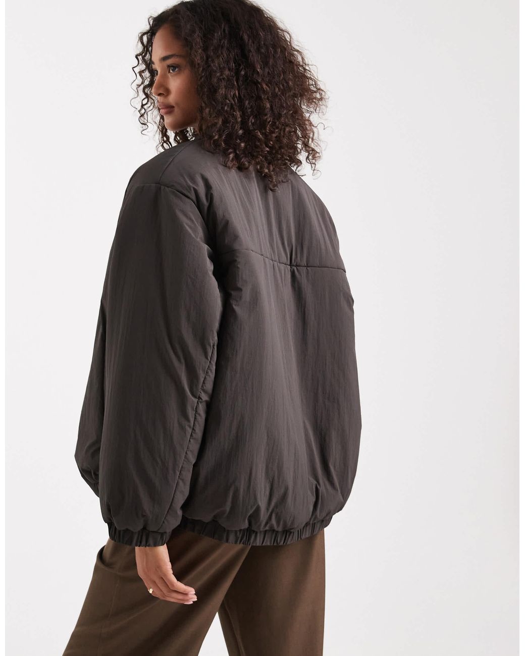 ASOS Gray Padded Oversized Bomber Jacket