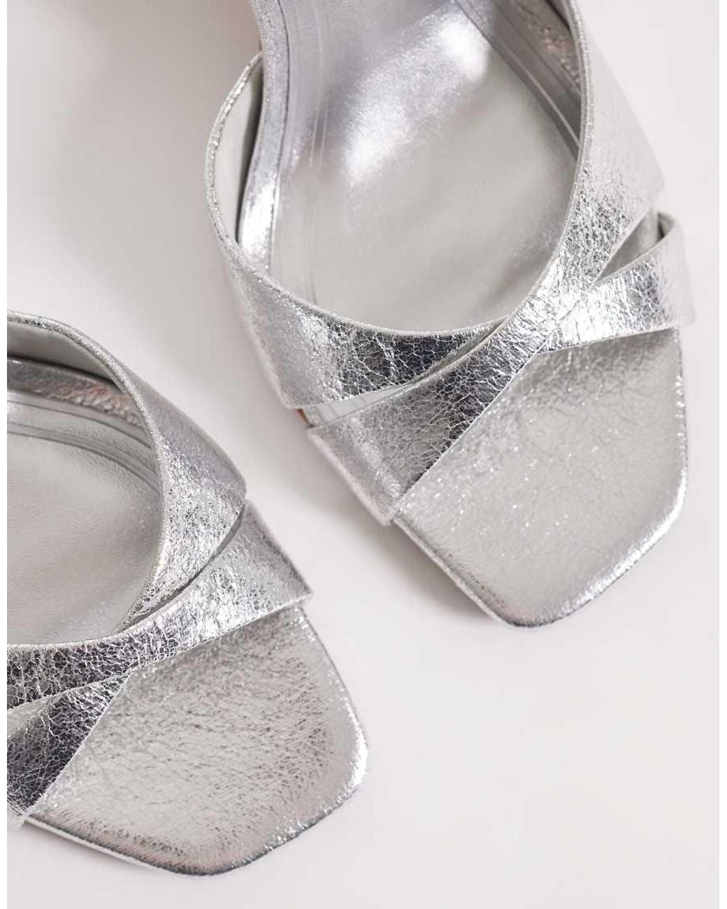 ASOS White Wide Fit Nightcap Cross Strap Detail Barely There Block Heel Sandals
