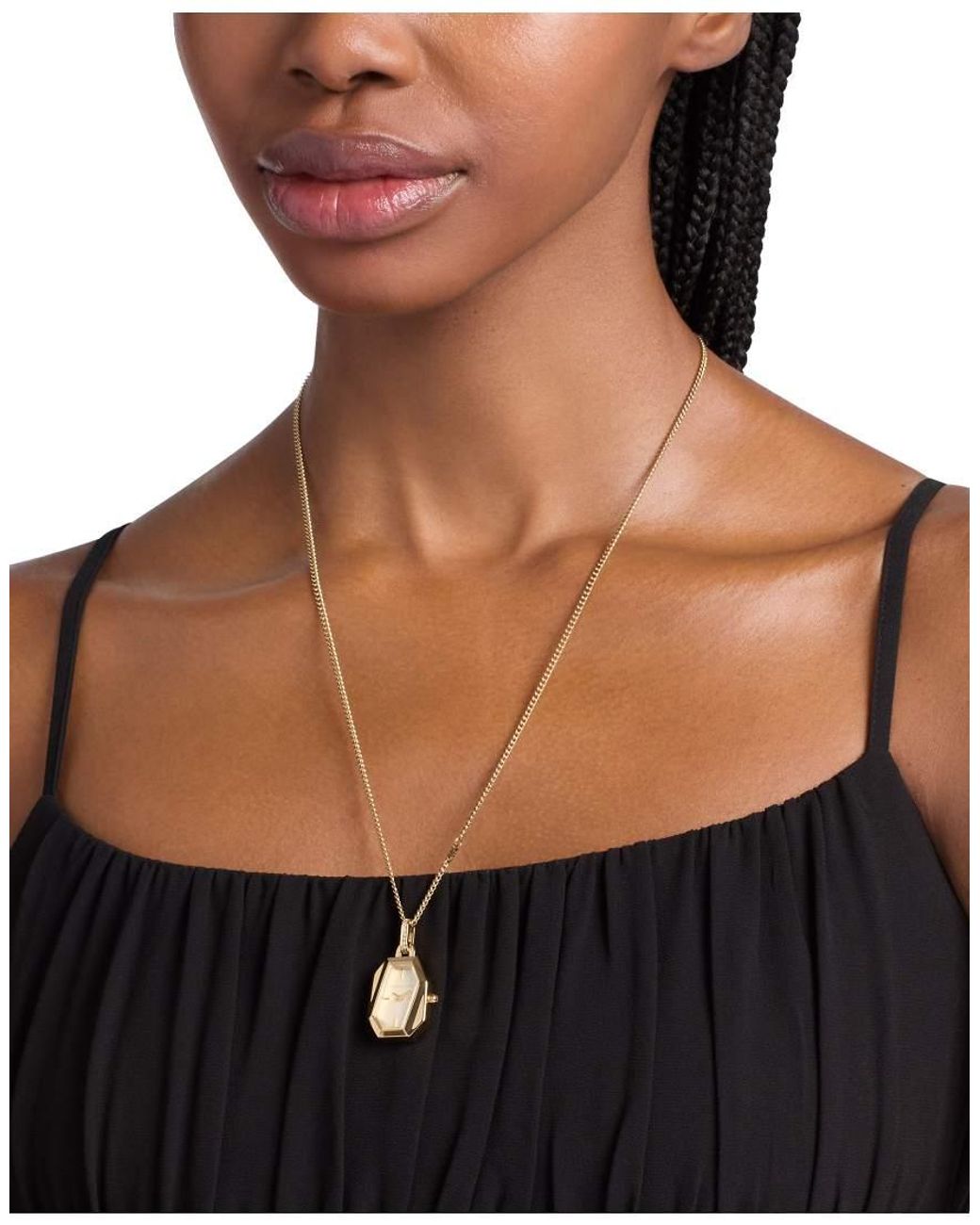 Michael Kors Metallic Suri Two-Hand-Tone Stainless Steel Watch Necklace, Mk7614