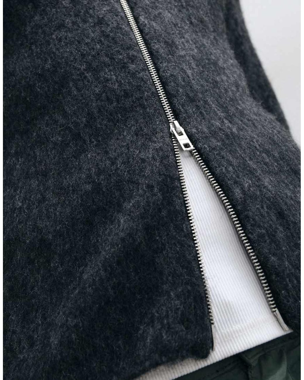 Weekday Blue Premium Alpaca And Wool Blend Zip Cardigan for men