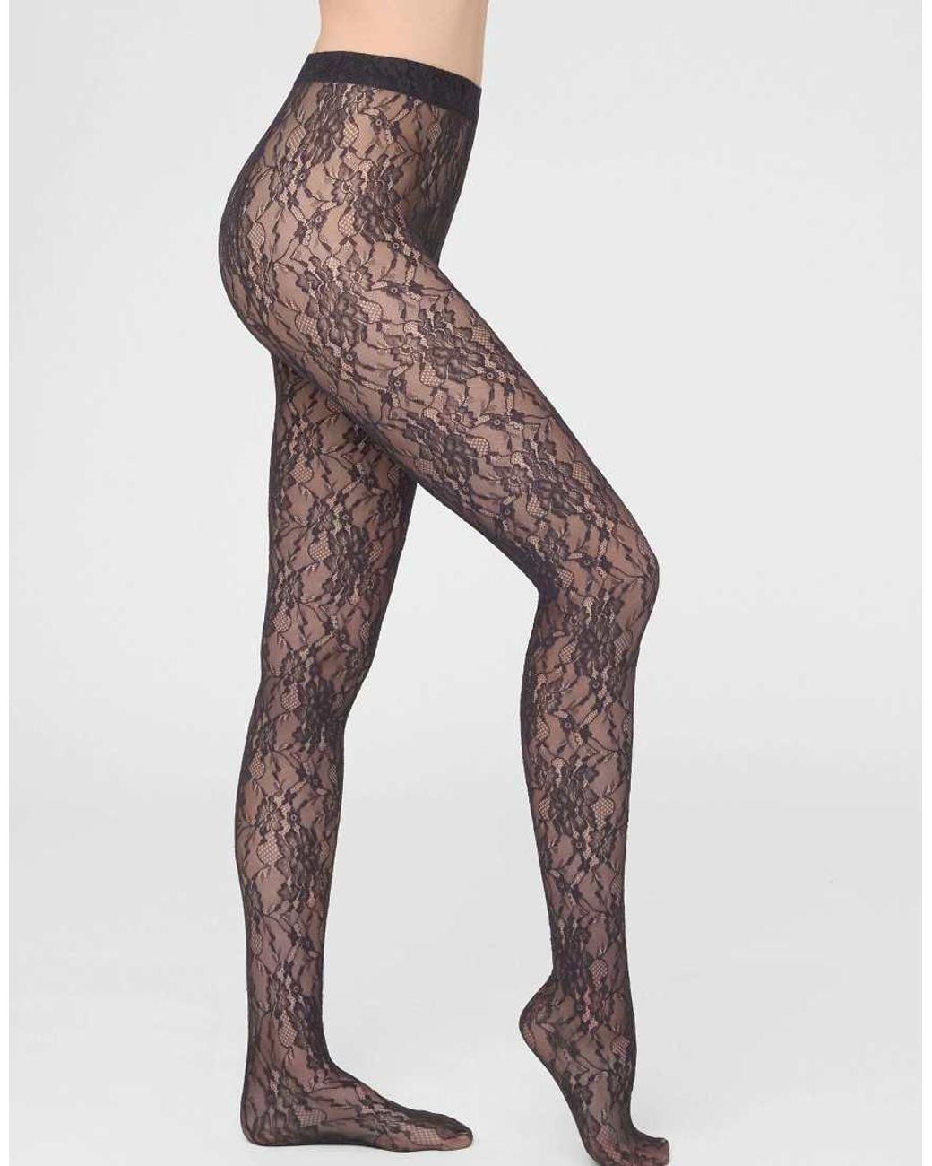 Calzedonia Purple Floral Lace Tights