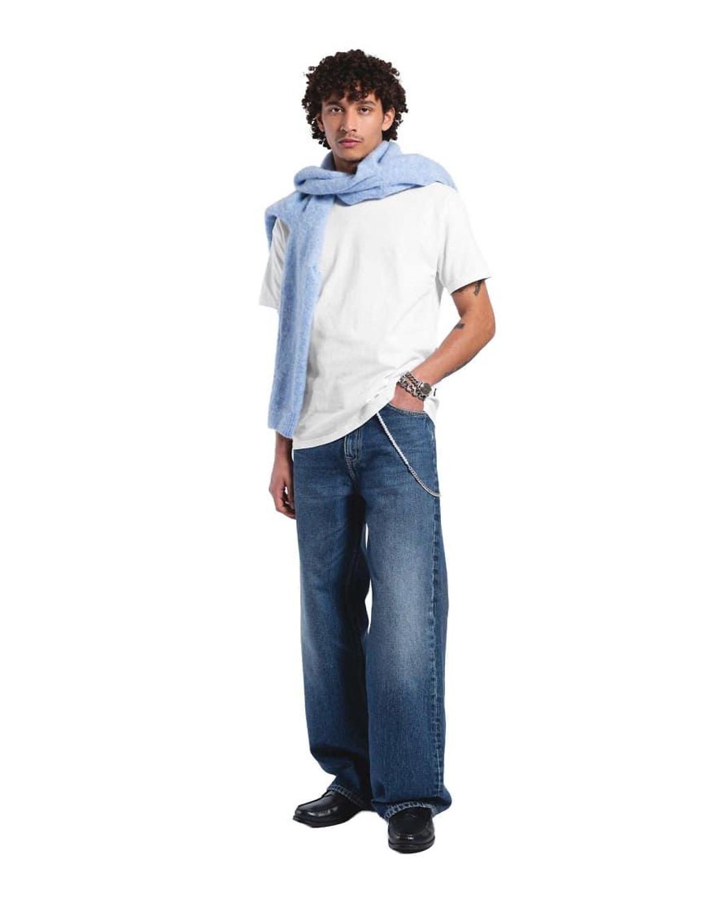 Dr. Denim Blue Cormac Baggy Wide Leg Jeans for men