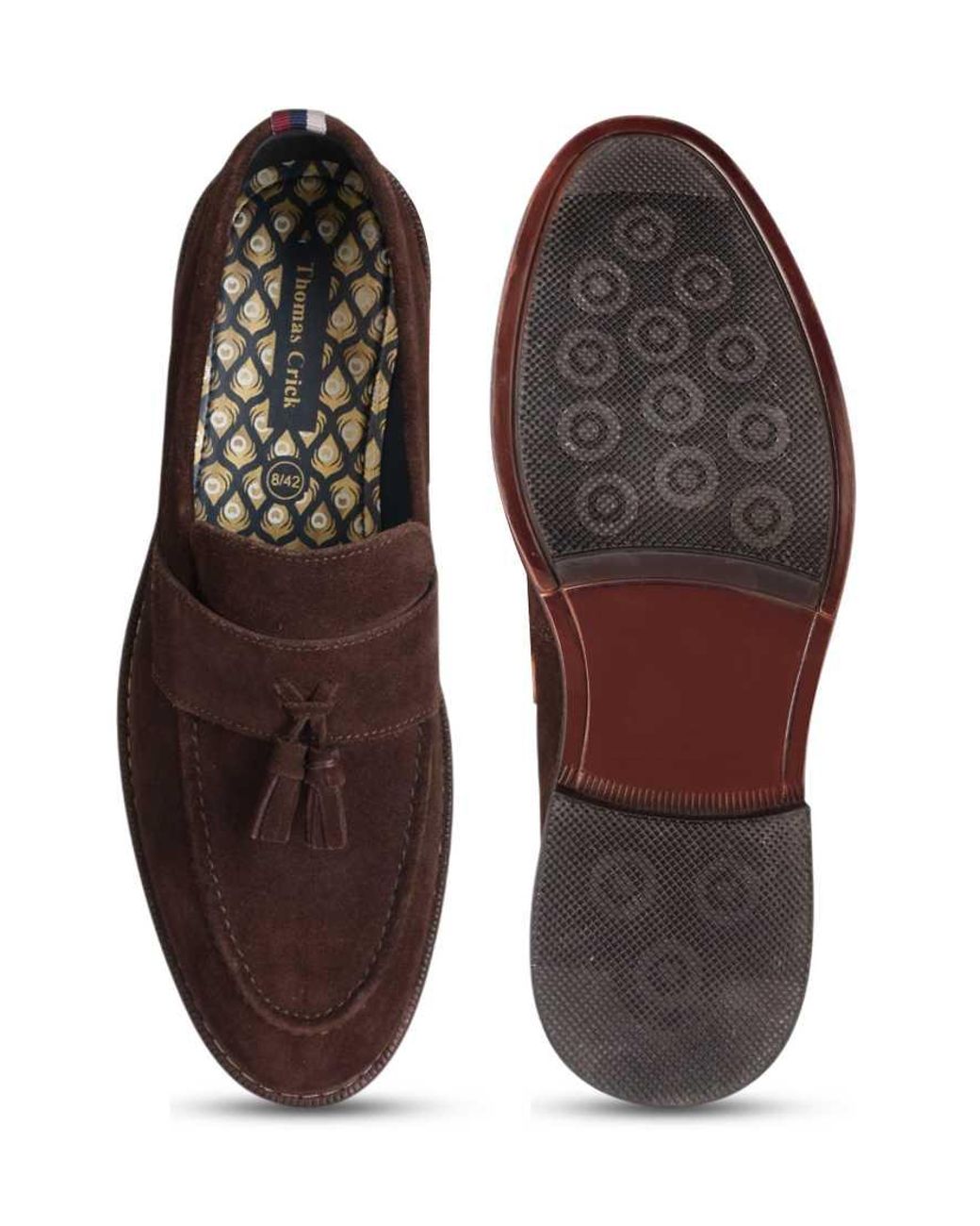 Thomas Crick Black 'Clinton' Leather Tassel Formal Loafer Shoes for men